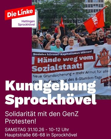 Aufruf zur Teilnahme an der Kundgebung in Sprockhövel am 31.10.26 von 10-12 Uhr in der Hauptstraße 66-68